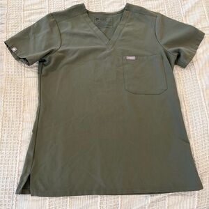 FIGS Women’s Catarina One-Pocket Scrub Top Olive Green XS Technical